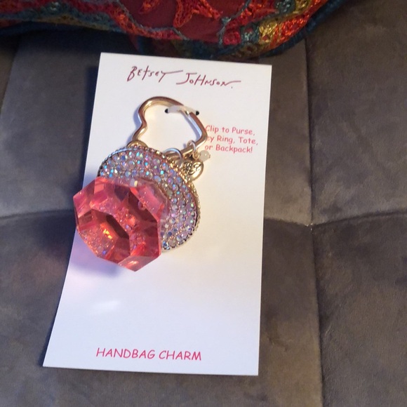 New Tik Tok Betsey Johnson Pink Jeweled Handbag Charm/Key Chain/Final Price - Picture 14 of 17